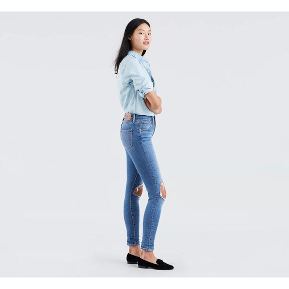 Levi's 721 High Rise Skinny Ripped Jeans Medium Wash  Size 29 - Picture 13 of 15